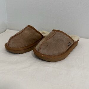 Ugg Keegan slide slippers tan suede leather lace kids size 13
